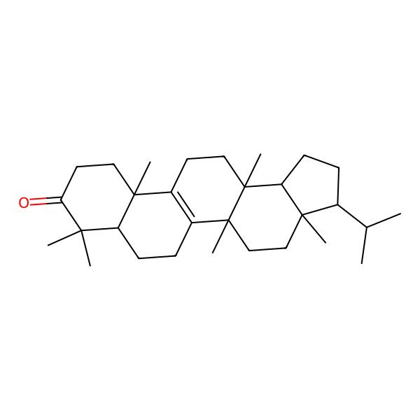 2D Structure of (3R,3aR,5aS,7aR,11aS,13aS,13bR)-3a,5a,8,8,11a,13a-hexamethyl-3-propan-2-yl-2,3,4,5,6,7,7a,10,11,12,13,13b-dodecahydro-1H-cyclopenta[a]chrysen-9-one