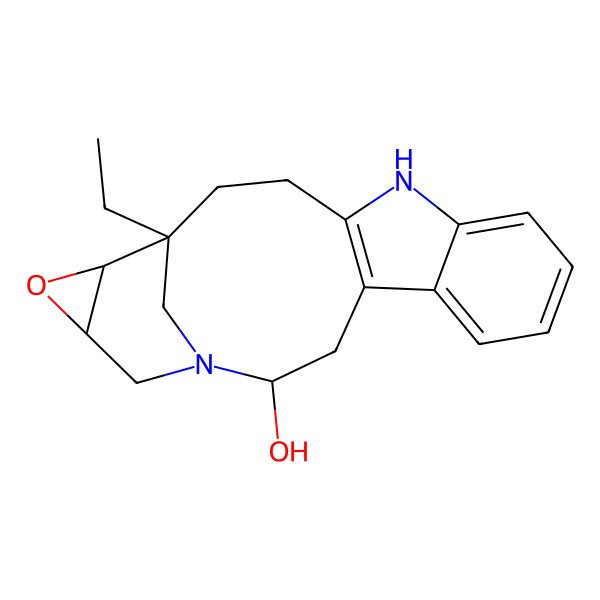 2D Structure of (2R,15R,16S,18R)-15-ethyl-17-oxa-1,11-diazapentacyclo[13.4.1.04,12.05,10.016,18]icosa-4(12),5,7,9-tetraen-2-ol
