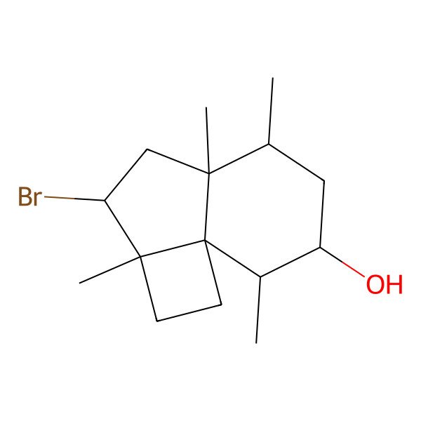 2D Structure of (2aR,3S,4aR,5S,7S,8R,8aS)-3-bromo-2a,4a,5,8-tetramethyl-1,2,3,4,5,6,7,8-octahydrocyclobuta[i]inden-7-ol