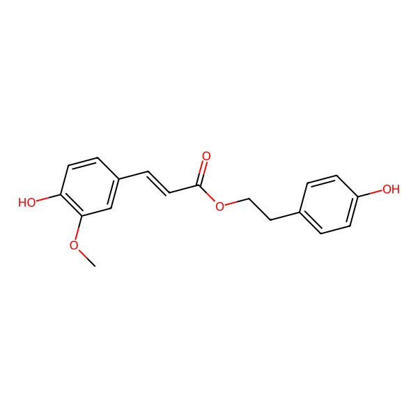 2D Structure of 2-Propenoic acid, 3-(4-hydroxy-3-methoxyphenyl)-, 2-(4-hydroxyphenyl)ethyl ester, (E)-; 4-Hydroxyphenethyl trans-ferulate 2D Structure of 2-Propenoic acid, 3-(4-hydroxy-3-methoxyphenyl)-, 2-(4-hydroxyphenyl)ethyl ester, (E)-; 4-Hydroxyphenethyl trans-ferulate