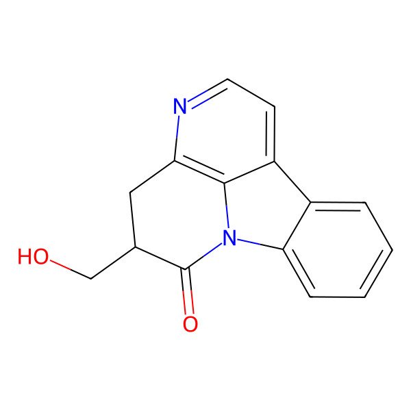 2D Structure of (3R)-3-(hydroxymethyl)-1,6-diazatetracyclo[7.6.1.05,16.010,15]hexadeca-5,7,9(16),10,12,14-hexaen-2-one