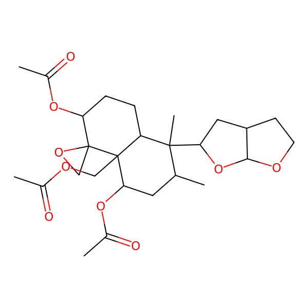 2D Structure of [8-(2,3,3a,4,5,6a-hexahydrofuro[2,3-b]furan-5-yl)-3,5-diacetyloxy-7,8-dimethylspiro[2,3,5,6,7,8a-hexahydro-1H-naphthalene-4,2'-oxirane]-4a-yl]methyl acetate