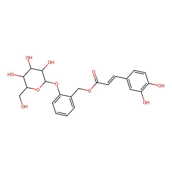 2D Structure of [2-[3,4,5-Trihydroxy-6-(hydroxymethyl)oxan-2-yl]oxyphenyl]methyl 3-(3,4-dihydroxyphenyl)prop-2-enoate