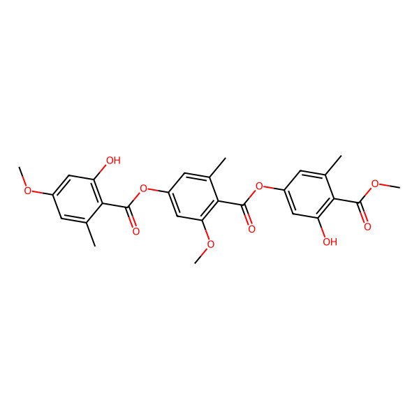 2D Structure of [4-(3-Hydroxy-4-methoxycarbonyl-5-methylphenoxy)carbonyl-3-methoxy-5-methylphenyl] 2-hydroxy-4-methoxy-6-methylbenzoate