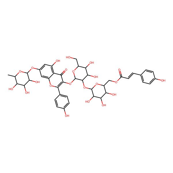 2D Structure of [(2R,3S,4S,5R,6S)-6-[(2S,3R,4S,5S,6R)-4,5-dihydroxy-2-[5-hydroxy-2-(4-hydroxyphenyl)-4-oxo-7-[(2S,3R,4R,5R,6S)-3,4,5-trihydroxy-6-methyloxan-2-yl]oxychromen-3-yl]oxy-6-(hydroxymethyl)oxan-3-yl]oxy-3,4,5-trihydroxyoxan-2-yl]methyl (E)-3-(4-hydroxyphenyl)prop-2-enoate