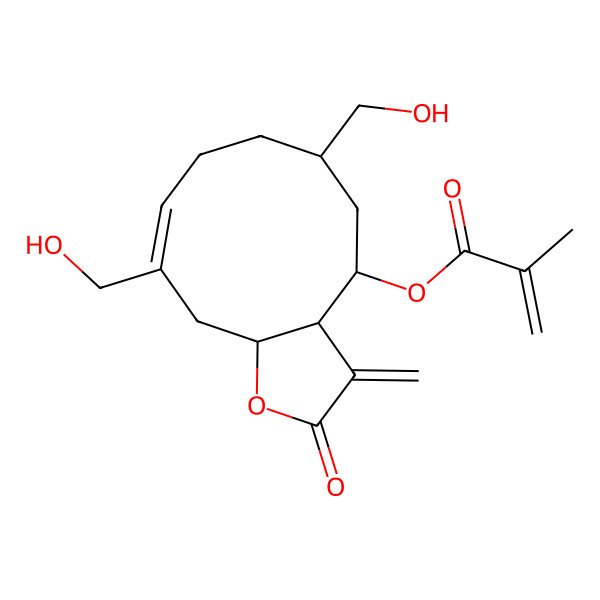 2D Structure of [6,10-Bis(hydroxymethyl)-3-methylidene-2-oxo-3a,4,5,6,7,8,11,11a-octahydrocyclodeca[b]furan-4-yl] 2-methylprop-2-enoate
