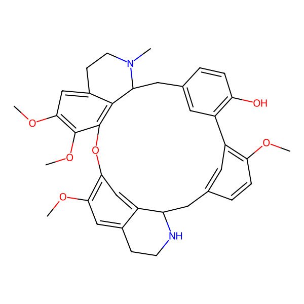 2D Structure of (1R,14S)-6,20,21,25-tetramethoxy-15-methyl-23-oxa-15,30-diazaheptacyclo[22.6.2.13,7.18,12.114,18.027,31.022,33]pentatriaconta-3(35),4,6,8,10,12(34),18,20,22(33),24,26,31-dodecaen-9-ol