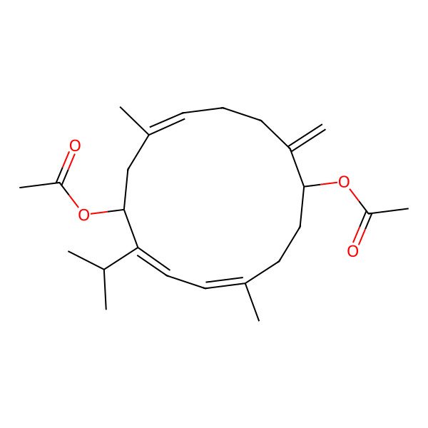 2D Structure of [(1R,4E,6Z,8S,10E)-8-acetyloxy-4,10-dimethyl-14-methylidene-7-propan-2-ylcyclotetradeca-4,6,10-trien-1-yl] acetate