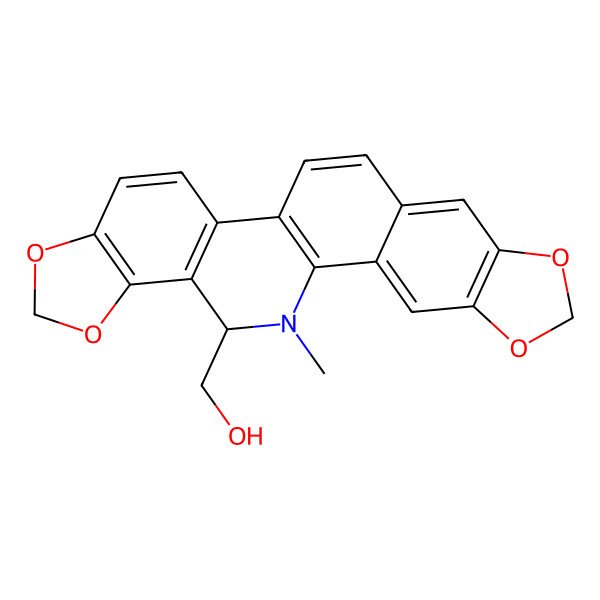 2D Structure of [(23R)-24-methyl-5,7,18,20-tetraoxa-24-azahexacyclo[11.11.0.02,10.04,8.014,22.017,21]tetracosa-1(13),2,4(8),9,11,14(22),15,17(21)-octaen-23-yl]methanol