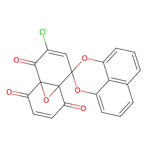 2D Structure of 8-Chlorospiro[11-oxatricyclo[4.4.1.01,6]undeca-3,8-diene-10,3'-2,4-dioxatricyclo[7.3.1.05,13]trideca-1(12),5,7,9(13),10-pentaene]-2,5,7-trione