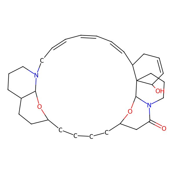 2D Structure of (1S,2R,6R,7Z,9Z,11E,18R,21S,26R,33S)-2-hydroxy-20,34-dioxa-14,29-diazahexacyclo[24.6.2.218,21.01,6.014,19.029,33]hexatriaconta-3,7,9,11-tetraen-28-one