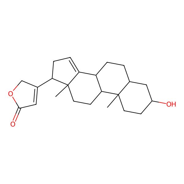 2D Structure of 3-(3-hydroxy-10,13-dimethyl-2,3,4,5,6,7,8,9,11,12,16,17-dodecahydro-1H-cyclopenta[a]phenanthren-17-yl)-2H-furan-5-one