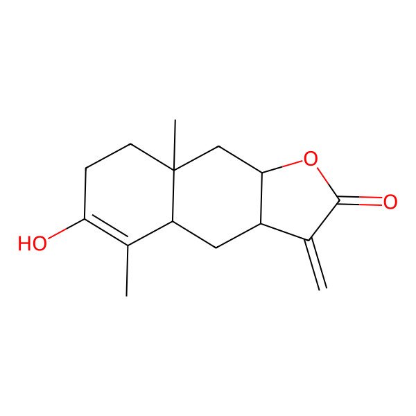 2D Structure of (3aR,4aR,8aR,9aR)-6-hydroxy-5,8a-dimethyl-3-methylidene-4,4a,7,8,9,9a-hexahydro-3aH-benzo[f][1]benzofuran-2-one