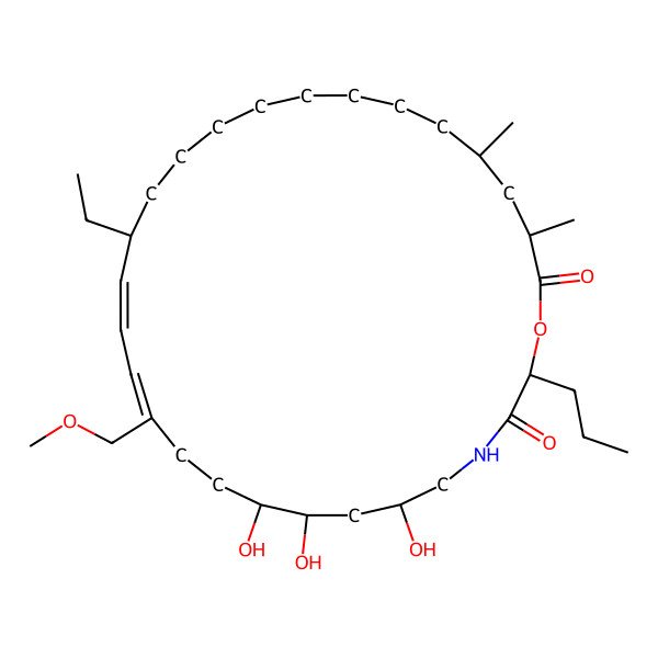 2D Structure of (2S,6S,8S,9R,12Z,14E,16R,25R,27S)-16-ethyl-6,8,9-trihydroxy-12-(methoxymethyl)-25,27-dimethyl-2-propyl-1-oxa-4-azacyclooctacosa-12,14-diene-3,28-dione