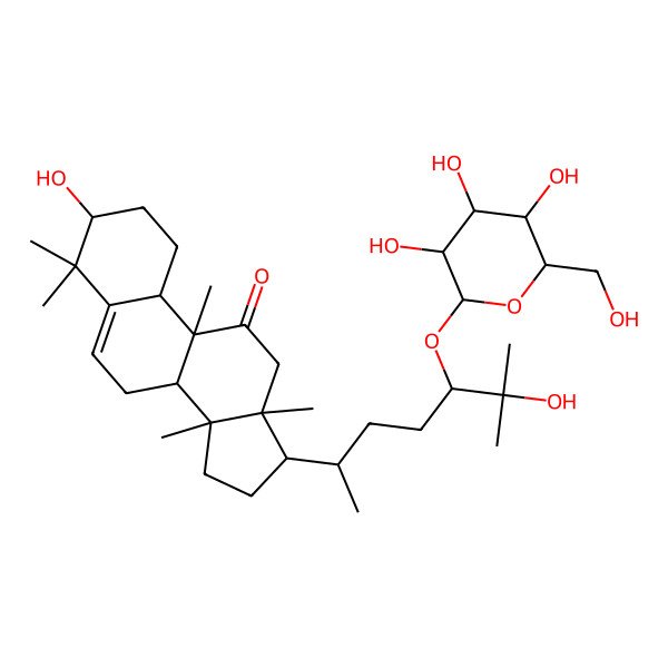2D Structure of (3S,8S,9R,10R,13R,14S,17R)-3-hydroxy-17-[(2R,5R)-6-hydroxy-6-methyl-5-[(2S,3R,4S,5S,6R)-3,4,5-trihydroxy-6-(hydroxymethyl)oxan-2-yl]oxyheptan-2-yl]-4,4,9,13,14-pentamethyl-1,2,3,7,8,10,12,15,16,17-decahydrocyclopenta[a]phenanthren-11-one