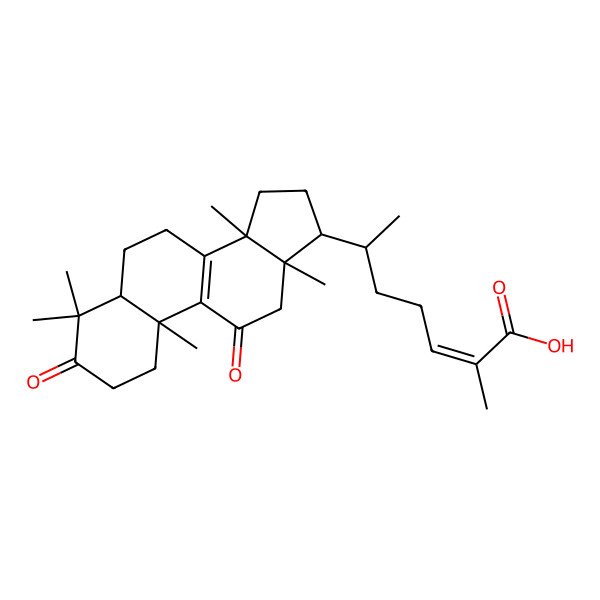 2D Structure of 2-methyl-6-(4,4,10,13,14-pentamethyl-3,11-dioxo-2,5,6,7,12,15,16,17-octahydro-1H-cyclopenta[a]phenanthren-17-yl)hept-2-enoic acid