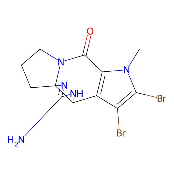 2D Structure of (1S,5R)-3-amino-7,8-dibromo-9-methyl-2,4,9,12-tetrazatetracyclo[10.3.0.01,5.06,10]pentadeca-2,6(10),7-trien-11-one