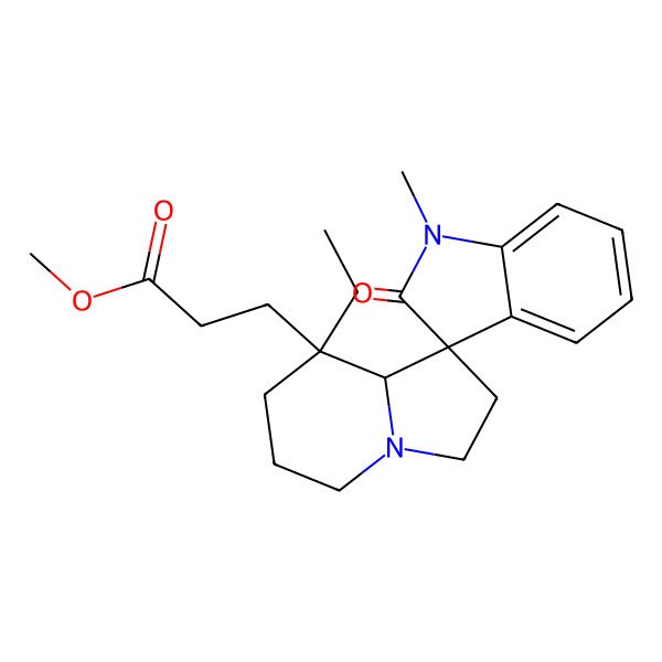 2D Structure of methyl 3-[(1R,8S,8aR)-8-ethyl-1'-methyl-2'-oxospiro[2,3,5,6,7,8a-hexahydroindolizine-1,3'-indole]-8-yl]propanoate