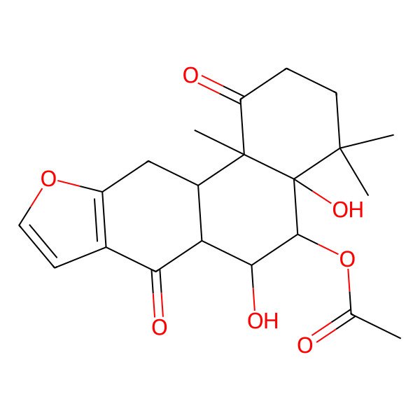2D Structure of (4a,6-dihydroxy-4,4,11b-trimethyl-1,7-dioxo-3,5,6,6a,11,11a-hexahydro-2H-naphtho[2,1-f][1]benzofuran-5-yl) acetate