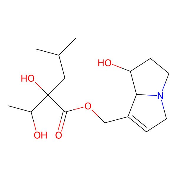 2D Structure of [(7S,8R)-7-hydroxy-5,6,7,8-tetrahydro-3H-pyrrolizin-1-yl]methyl (2S)-2-hydroxy-2-[(1S)-1-hydroxyethyl]-4-methylpentanoate