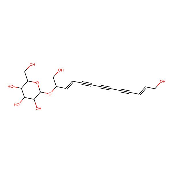 2D Structure of (2R,3R,4S,5S,6R)-2-[(2R,3E,11E)-1,13-dihydroxytrideca-3,11-dien-5,7,9-triyn-2-yl]oxy-6-(hydroxymethyl)oxane-3,4,5-triol