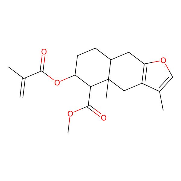 2D Structure of methyl (4aS,5R,6S,8aR)-3,4a-dimethyl-6-(2-methylprop-2-enoyloxy)-5,6,7,8,8a,9-hexahydro-4H-benzo[f][1]benzofuran-5-carboxylate