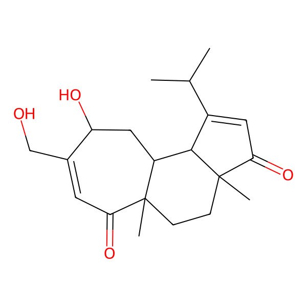 2D Structure of (3aR,5aR,9R,10aS,10bR)-9-hydroxy-8-(hydroxymethyl)-3a,5a-dimethyl-1-propan-2-yl-4,5,9,10,10a,10b-hexahydrocyclohepta[e]indene-3,6-dione