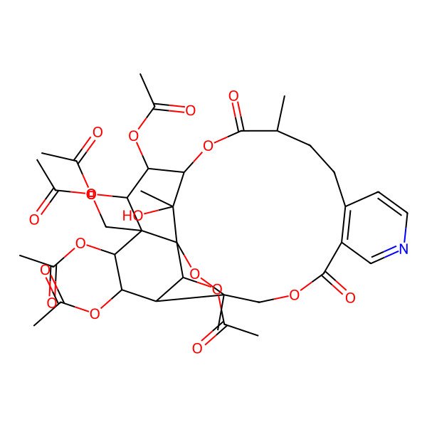 2D Structure of [(1S,3R,15R,18S,19R,20R,21R,22S,23S,24R,25R,26S)-19,20,22,23,25-pentaacetyloxy-26-hydroxy-3,15,26-trimethyl-6,16-dioxo-2,5,17-trioxa-9-azapentacyclo[16.7.1.01,21.03,24.07,12]hexacosa-7(12),8,10-trien-21-yl]methyl acetate