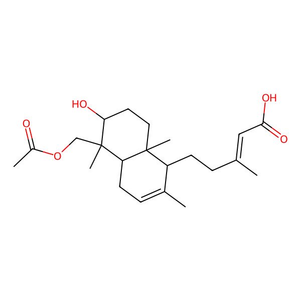 2D Structure of (E)-5-[(1R,4aS,5R,6S,8aS)-5-(acetyloxymethyl)-6-hydroxy-2,5,8a-trimethyl-1,4,4a,6,7,8-hexahydronaphthalen-1-yl]-3-methylpent-2-enoic acid