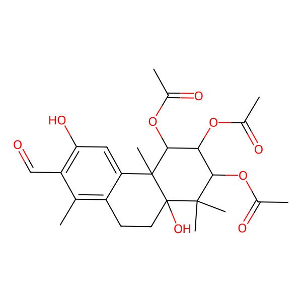 2D Structure of [(2S,3S,4R,4aS,10aR)-2,4-diacetyloxy-7-formyl-6,10a-dihydroxy-1,1,4a,8-tetramethyl-3,4,9,10-tetrahydro-2H-phenanthren-3-yl] acetate