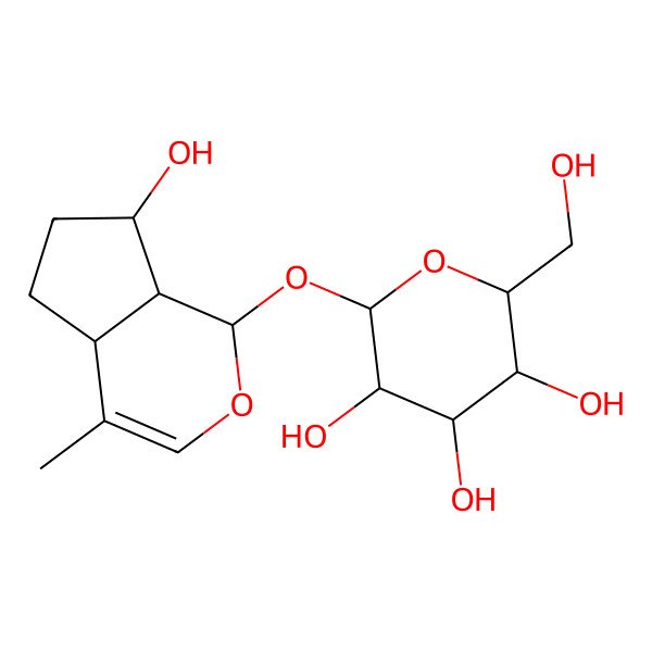 2D Structure of (2R,3S,4R,5R,6S)-2-[[(1S,4aS,7S,7aS)-7-hydroxy-4-methyl-1,4a,5,6,7,7a-hexahydrocyclopenta[c]pyran-1-yl]oxy]-6-(hydroxymethyl)oxane-3,4,5-triol