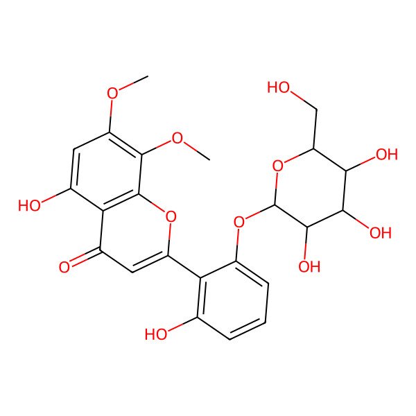 2D Structure of 5-Hydroxy-2-[2-hydroxy-6-[3,4,5-trihydroxy-6-(hydroxymethyl)oxan-2-yl]oxyphenyl]-7,8-dimethoxychromen-4-one