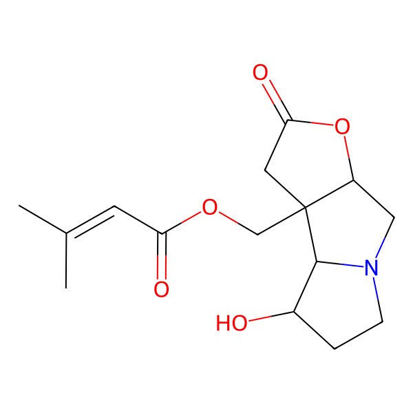 2D Structure of [(3aR,3bR,4R,8aR)-4-hydroxy-2-oxo-3b,4,5,6,8,8a-hexahydro-3H-furo[3,2-a]pyrrolizin-3a-yl]methyl 3-methylbut-2-enoate
