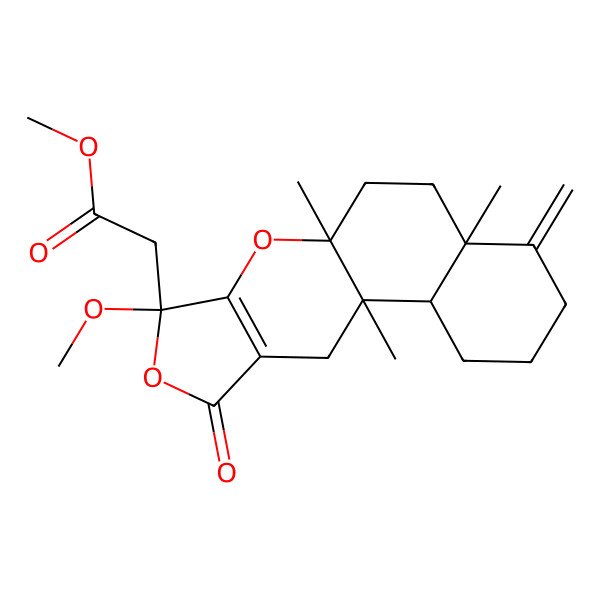 2D Structure of methyl 2-[(1R,2S,7R,10S,13S)-13-methoxy-1,7,10-trimethyl-6-methylidene-15-oxo-11,14-dioxatetracyclo[8.7.0.02,7.012,16]heptadec-12(16)-en-13-yl]acetate