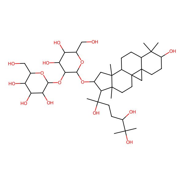 2D Structure of (2S,3R,4S,5S,6R)-2-[(2R,3R,4S,5S,6R)-4,5-dihydroxy-6-(hydroxymethyl)-2-[[(1S,3R,6S,8R,11S,12S,14S,15R,16R)-6-hydroxy-7,7,12,16-tetramethyl-15-[(2S,5S)-2,5,6-trihydroxy-6-methylheptan-2-yl]-14-pentacyclo[9.7.0.01,3.03,8.012,16]octadecanyl]oxy]oxan-3-yl]oxy-6-(hydroxymethyl)oxane-3,4,5-triol