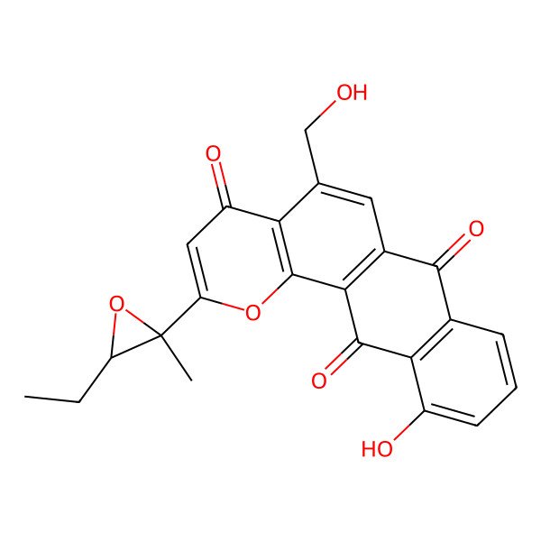2D Structure of 2-[(2S,3S)-3-ethyl-2-methyloxiran-2-yl]-11-hydroxy-5-(hydroxymethyl)naphtho[2,3-h]chromene-4,7,12-trione