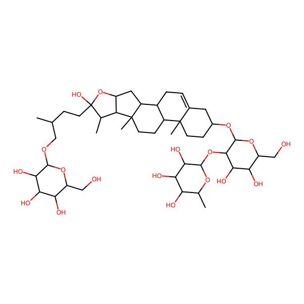 2D Structure of (2S,3R,4R,5R,6S)-2-[(2S,3R,4S,5S,6R)-4,5-dihydroxy-6-(hydroxymethyl)-2-[[(1S,2S,4S,6R,7S,8R,9S,12S,13R,16S)-6-hydroxy-7,9,13-trimethyl-6-[(3R)-3-methyl-4-[(2R,3R,4S,5S,6R)-3,4,5-trihydroxy-6-(hydroxymethyl)oxan-2-yl]oxybutyl]-5-oxapentacyclo[10.8.0.02,9.04,8.013,18]icos-18-en-16-yl]oxy]oxan-3-yl]oxy-6-methyloxane-3,4,5-triol