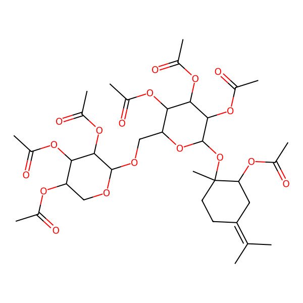 2D Structure of [2-Methyl-5-propan-2-ylidene-2-[3,4,5-triacetyloxy-6-[(3,4,5-triacetyloxyoxan-2-yl)oxymethyl]oxan-2-yl]oxycyclohexyl] acetate