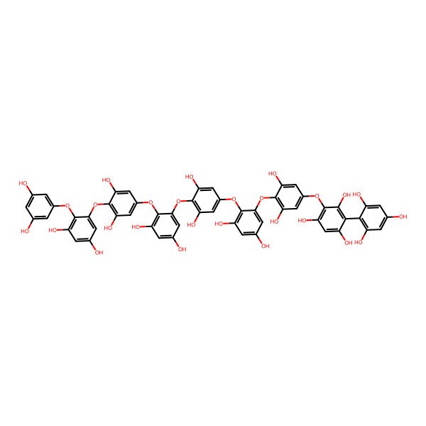 2D Structure of 2-[4-[2-[4-[2-[4-[2-(3,5-Dihydroxyphenoxy)-3,5-dihydroxyphenoxy]-3,5-dihydroxyphenoxy]-3,5-dihydroxyphenoxy]-3,5-dihydroxyphenoxy]-3,5-dihydroxyphenoxy]-3,5-dihydroxyphenoxy]-4-(2,4,6-trihydroxyphenyl)benzene-1,3,5-triol