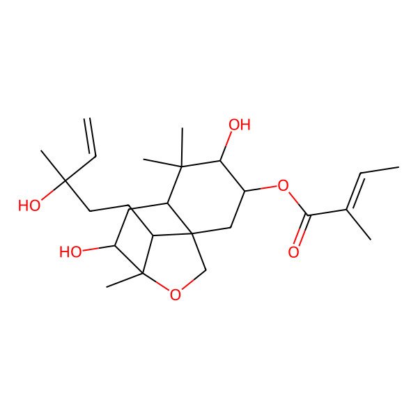 2D Structure of [(1R,3R,4S,6R,8R,9R,12S)-4,8-dihydroxy-12-[(3R)-3-hydroxy-3-methylpent-4-enyl]-5,5,9-trimethyl-10-oxatricyclo[7.2.1.01,6]dodecan-3-yl] (Z)-2-methylbut-2-enoate