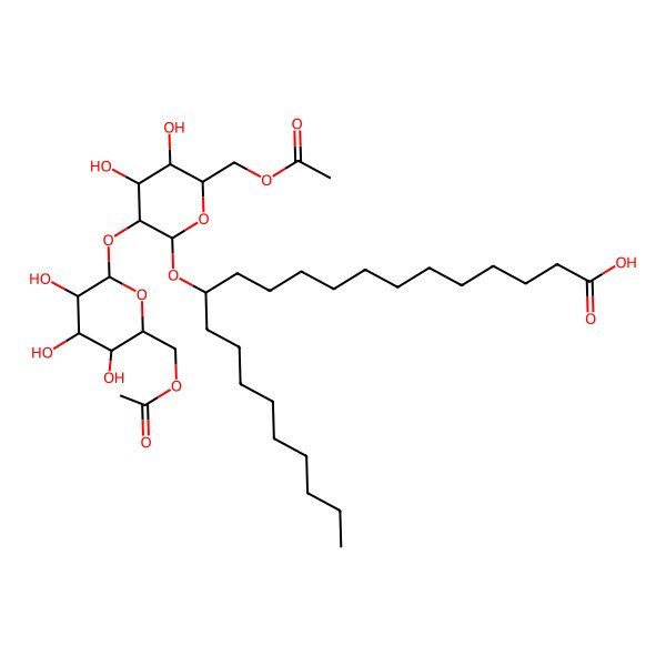 2D Structure of 13-[6-(Acetyloxymethyl)-3-[6-(acetyloxymethyl)-3,4,5-trihydroxyoxan-2-yl]oxy-4,5-dihydroxyoxan-2-yl]oxydocosanoic acid