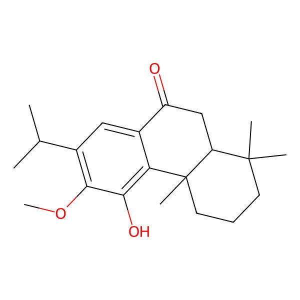 2D Structure of (4aS,10aR)-5-hydroxy-6-methoxy-1,1,4a-trimethyl-7-propan-2-yl-3,4,10,10a-tetrahydro-2H-phenanthren-9-one 2D Structure of (4aS,10aR)-5-hydroxy-6-methoxy-1,1,4a-trimethyl-7-propan-2-yl-3,4,10,10a-tetrahydro-2H-phenanthren-9-one