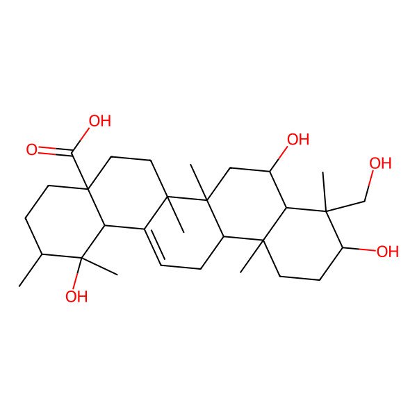 2D Structure of 1,8,10-Trihydroxy-9-(hydroxymethyl)-1,2,6a,6b,9,12a-hexamethyl-2,3,4,5,6,6a,7,8,8a,10,11,12,13,14b-tetradecahydropicene-4a-carboxylic acid