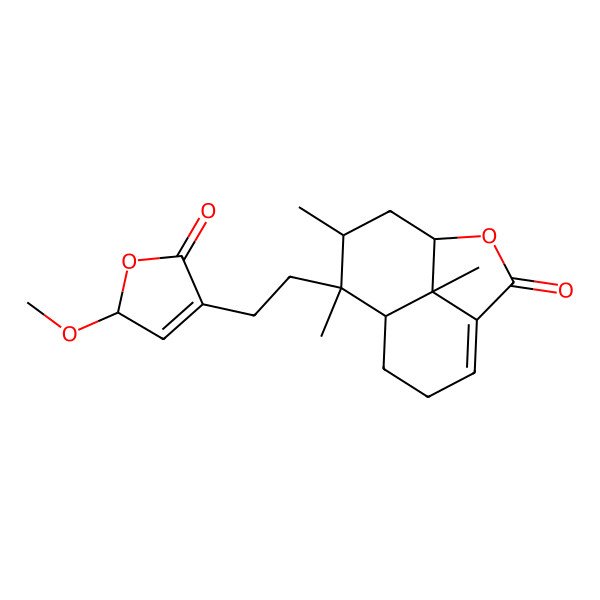 2D Structure of (1R,8R,9S,10R,12R)-9-[2-[(2R)-2-methoxy-5-oxo-2H-furan-4-yl]ethyl]-9,10,12-trimethyl-2-oxatricyclo[6.3.1.04,12]dodec-4-en-3-one