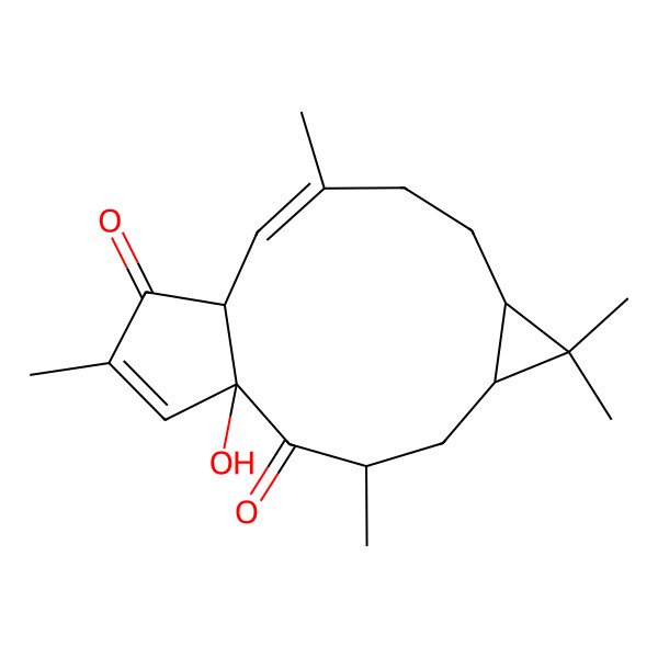 2D Structure of (1R,3R,5R,7S,10Z,12R)-1-hydroxy-3,6,6,10,14-pentamethyltricyclo[10.3.0.05,7]pentadeca-10,14-diene-2,13-dione