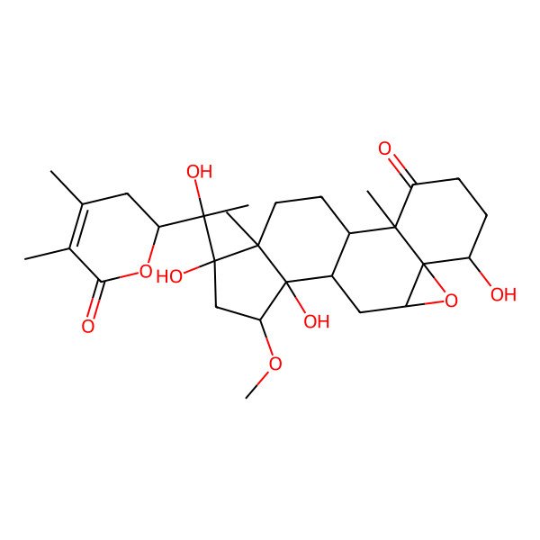 2D Structure of (1S,2R,6S,7R,9R,11R,12R,13S,15S,16R)-15-[(1R)-1-[(2R)-4,5-dimethyl-6-oxo-2,3-dihydropyran-2-yl]-1-hydroxyethyl]-6,12,15-trihydroxy-13-methoxy-2,16-dimethyl-8-oxapentacyclo[9.7.0.02,7.07,9.012,16]octadecan-3-one