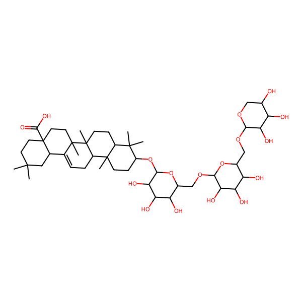 2D Structure of 2,2,6a,6b,9,9,12a-Heptamethyl-10-[3,4,5-trihydroxy-6-[[3,4,5-trihydroxy-6-[(3,4,5-trihydroxyoxan-2-yl)oxymethyl]oxan-2-yl]oxymethyl]oxan-2-yl]oxy-1,3,4,5,6,6a,7,8,8a,10,11,12,13,14b-tetradecahydropicene-4a-carboxylic acid