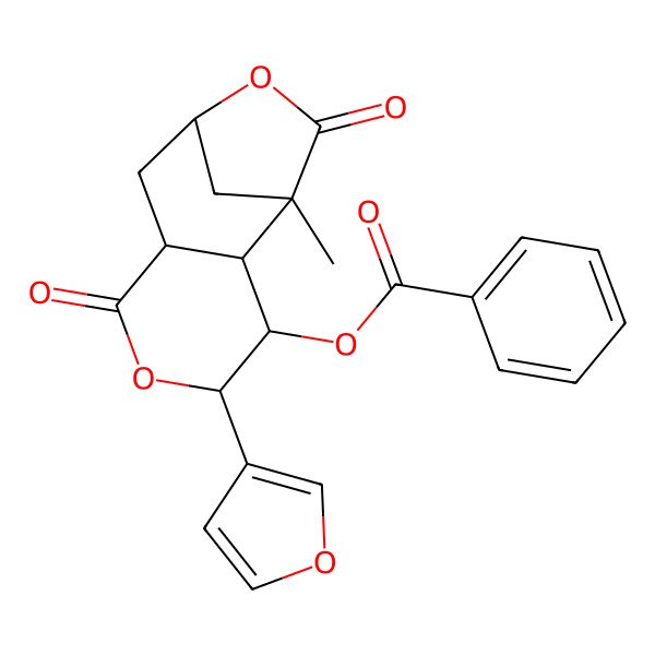 2D Structure of [(1S,2S,3S,4R,7S,9S)-4-(furan-3-yl)-1-methyl-6,11-dioxo-5,10-dioxatricyclo[7.2.1.02,7]dodecan-3-yl] benzoate