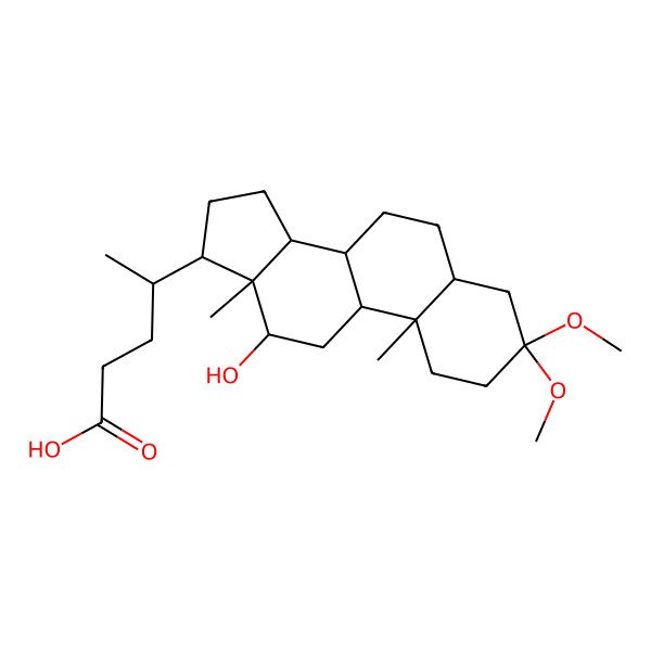 2D Structure of 4-(12-Hydroxy-3,3-dimethoxy-10,13-dimethyl-1,2,4,5,6,7,8,9,11,12,14,15,16,17-tetradecahydrocyclopenta[a]phenanthren-17-yl)pentanoic acid