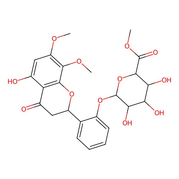 2D Structure of methyl (2S,3S,4S,5R,6S)-3,4,5-trihydroxy-6-[2-[(2S)-5-hydroxy-7,8-dimethoxy-4-oxo-2,3-dihydrochromen-2-yl]phenoxy]oxane-2-carboxylate